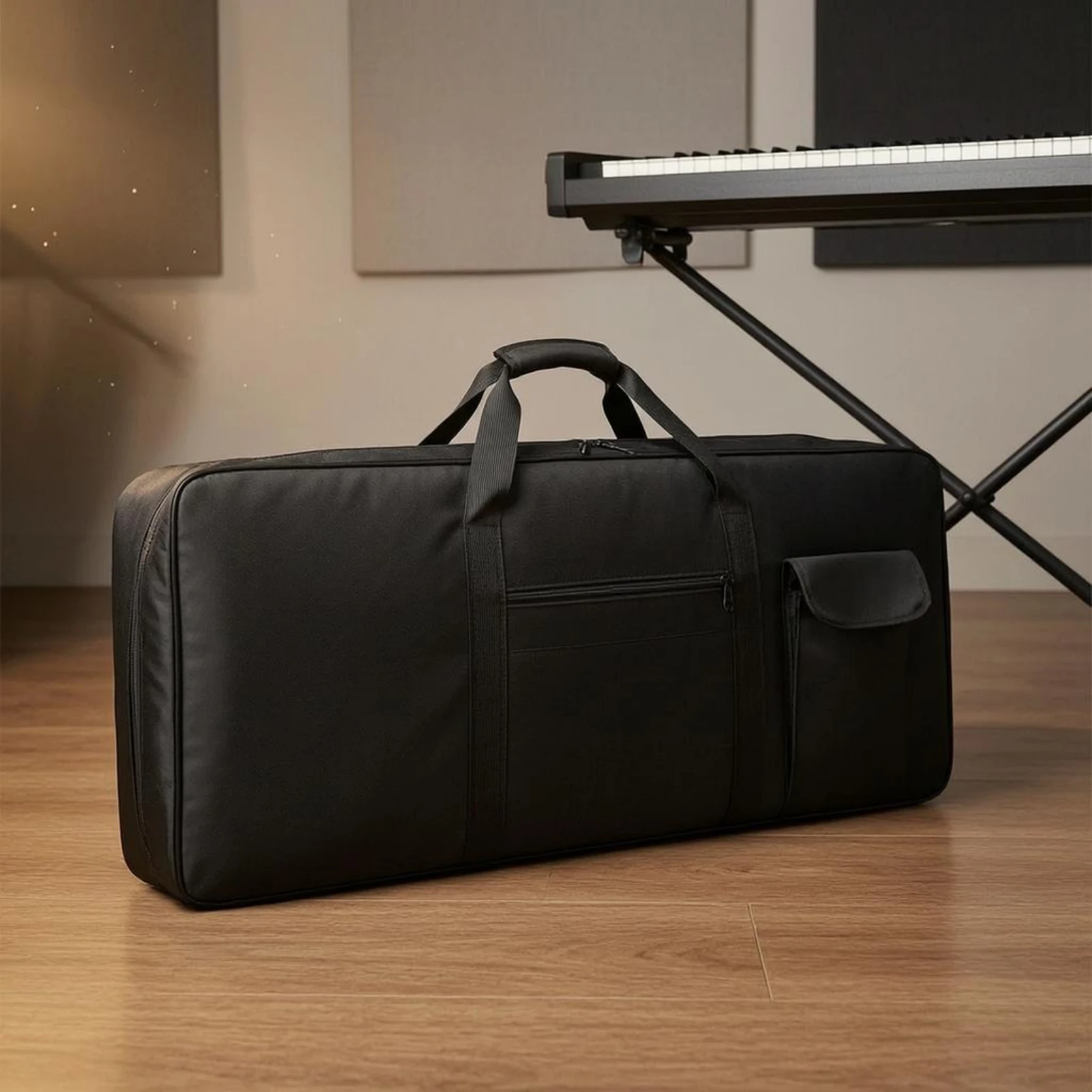 Padded Keyboard Case Multiple Pockets Padded Keyboard Gig Bag Instrument Storage Top Handles for Transport