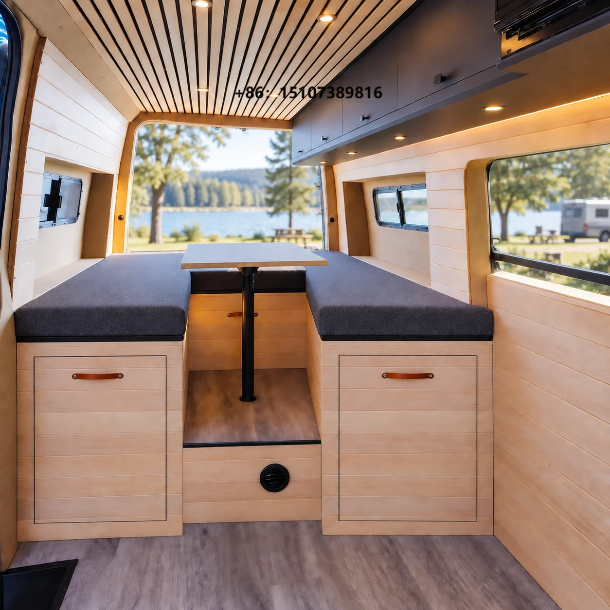 All Aluminum RV Sofa Cabinet Bed Platform with Dining Table for Custom Modular Camper Interior Storage