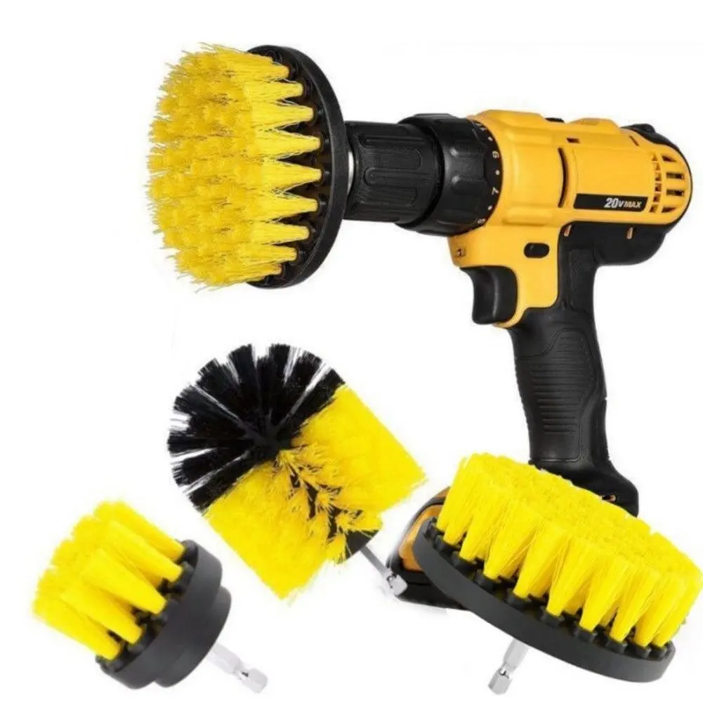 Electric Brush 3Pcs Power Scrub Drill Attachment Kit  Scrubber Cleaning Set For Car Bathroom Wooden Floor Laundry Room Kitchen