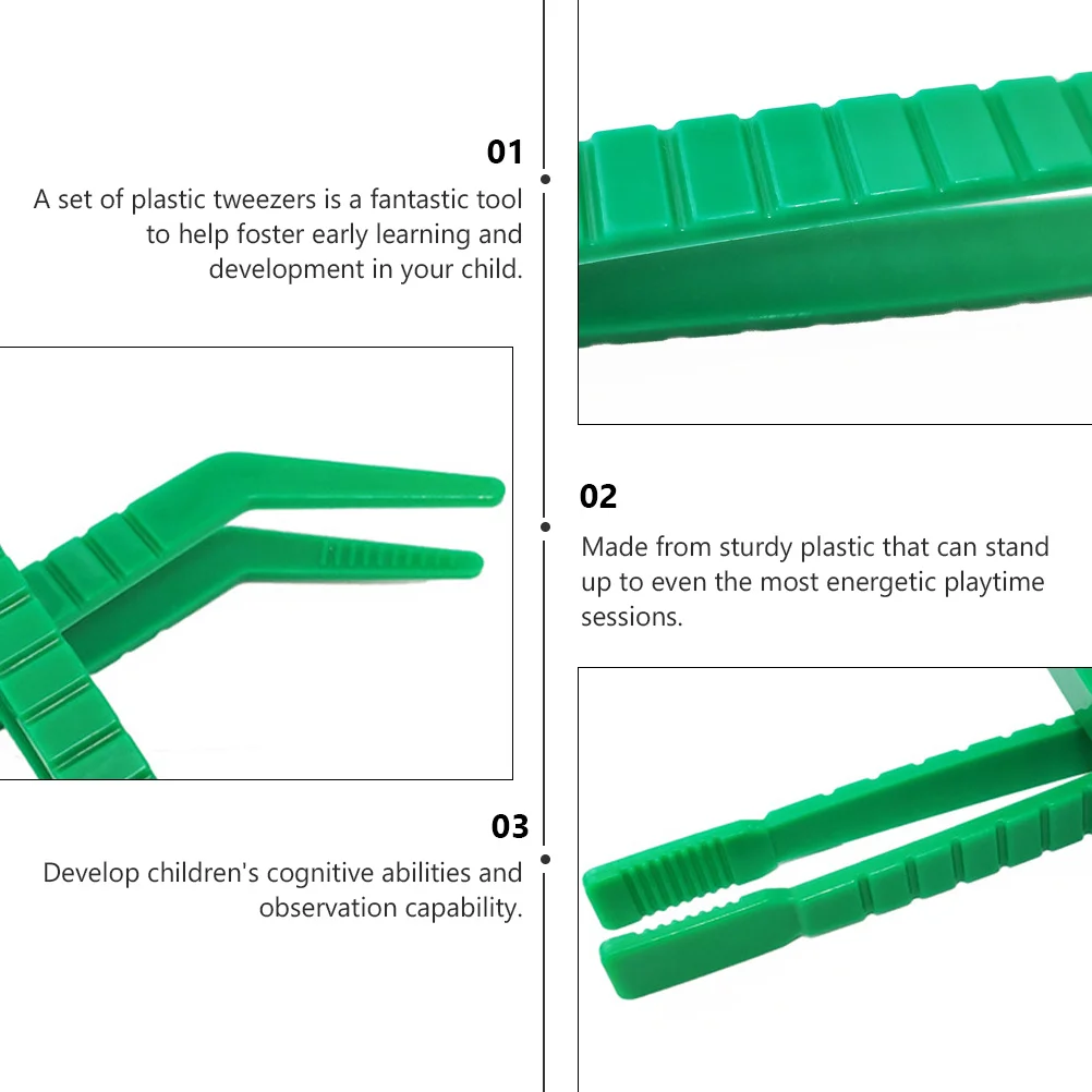 6 قطعة مجموعة ملاقط للأطفال البلاستيك شقة منحني رئيس غرامة تلميح فرز الخرز الحرفية اللوازم المدرسية التعلم المبكر التنمية الحسية