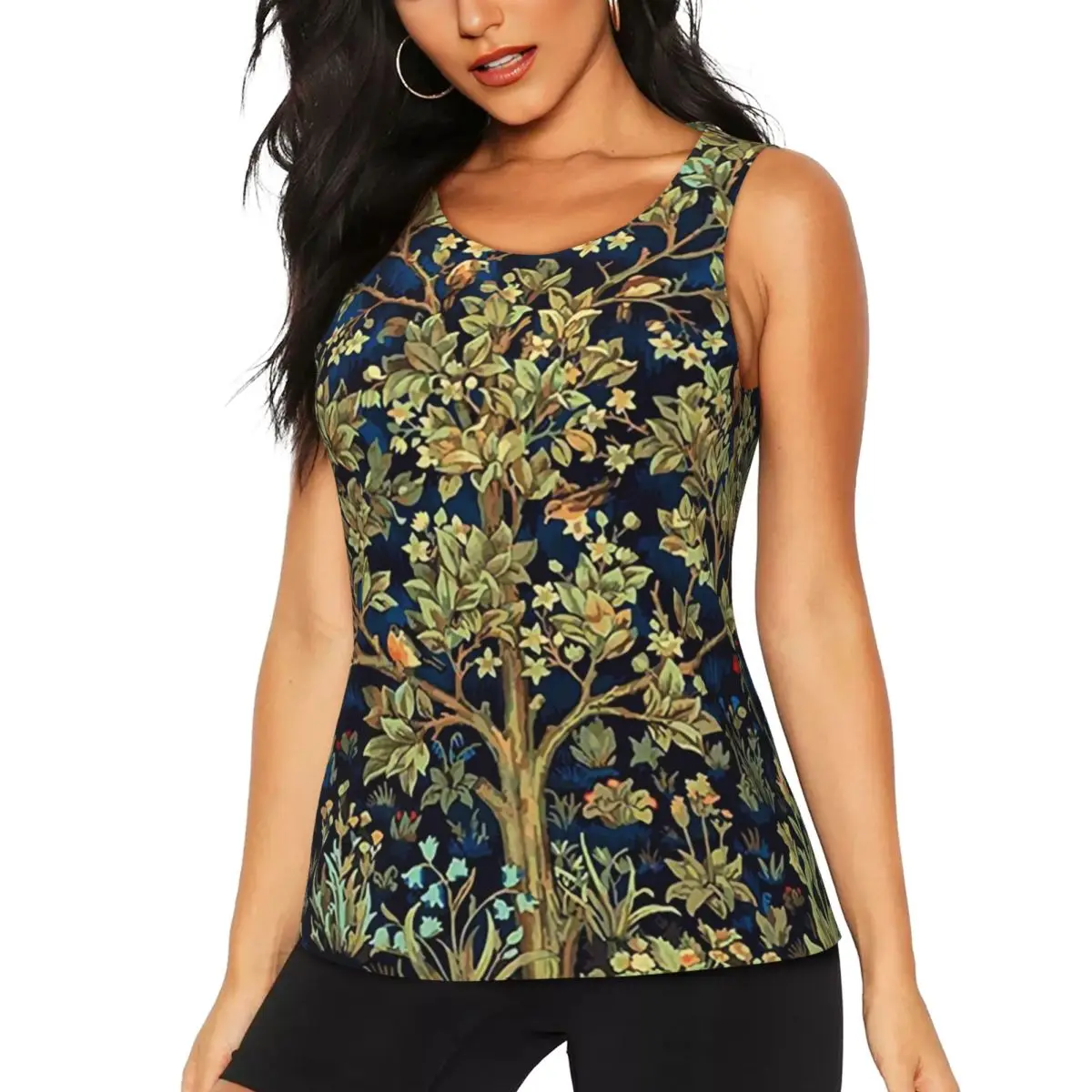 Custom William Morris Tree Of Life Workout Tank Tops for Women Quick Dry Sleeveless Floral Plants Pattern Yoga Shirts