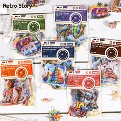 Mr. Paper, 6 Styles, 30PCS/bag, PET Sticker Bag, Travel Themed Handmade Scrapbook, Landscape Decoration Collage Stickers