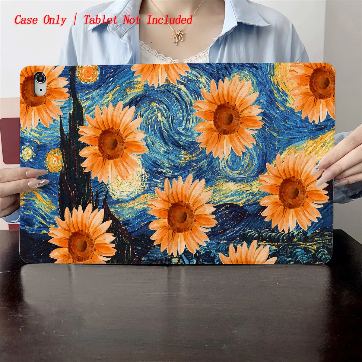 

Trendy Eerie Background + Golden Sunflower Design iPad Cover For Apple iPad 10th Gen Pro 11 Air 4 Mini 6 Protective Case