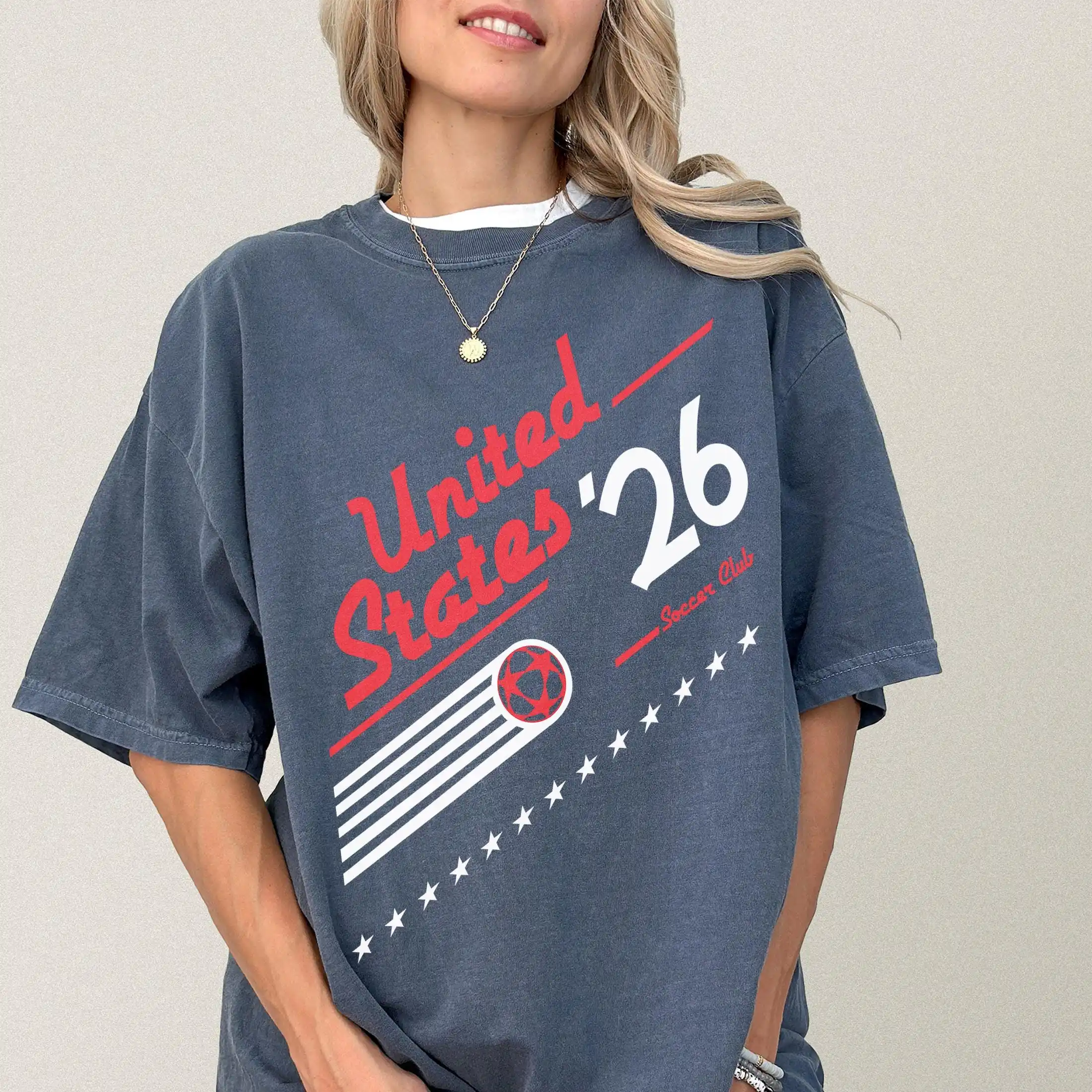 Retro United States Soccer Team T-Shirt, World 80s and 90s USA Cup Tee