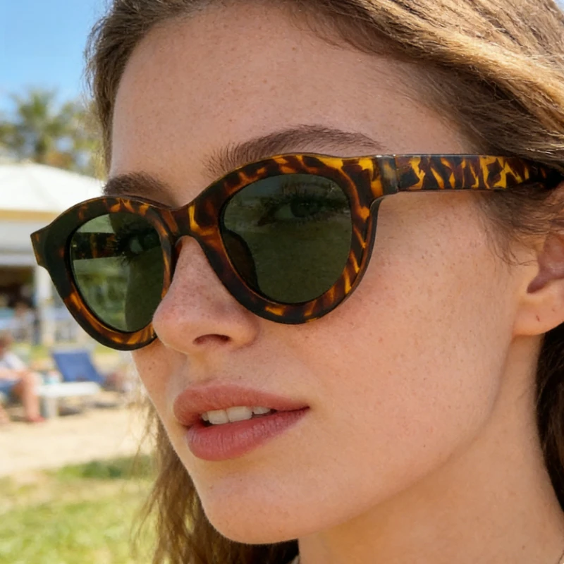 ZXIAC New Fashion Round Sunglasses Women Brand Designer Retro Tortoiseshell Frame Sun Glasses Men Oversize Width Leg Shades UV