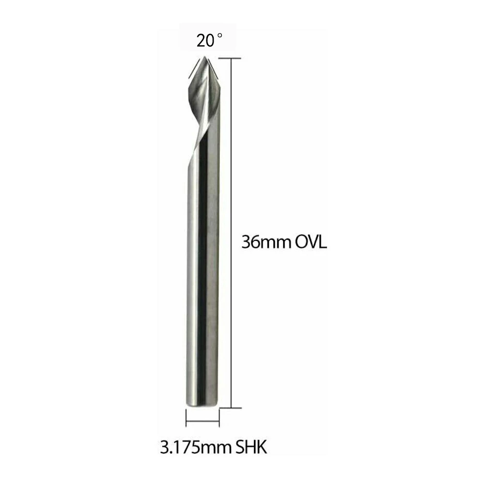 彫刻ツール,CNCフライス盤,1/8シャンク,長さ36mm,20度,5個
