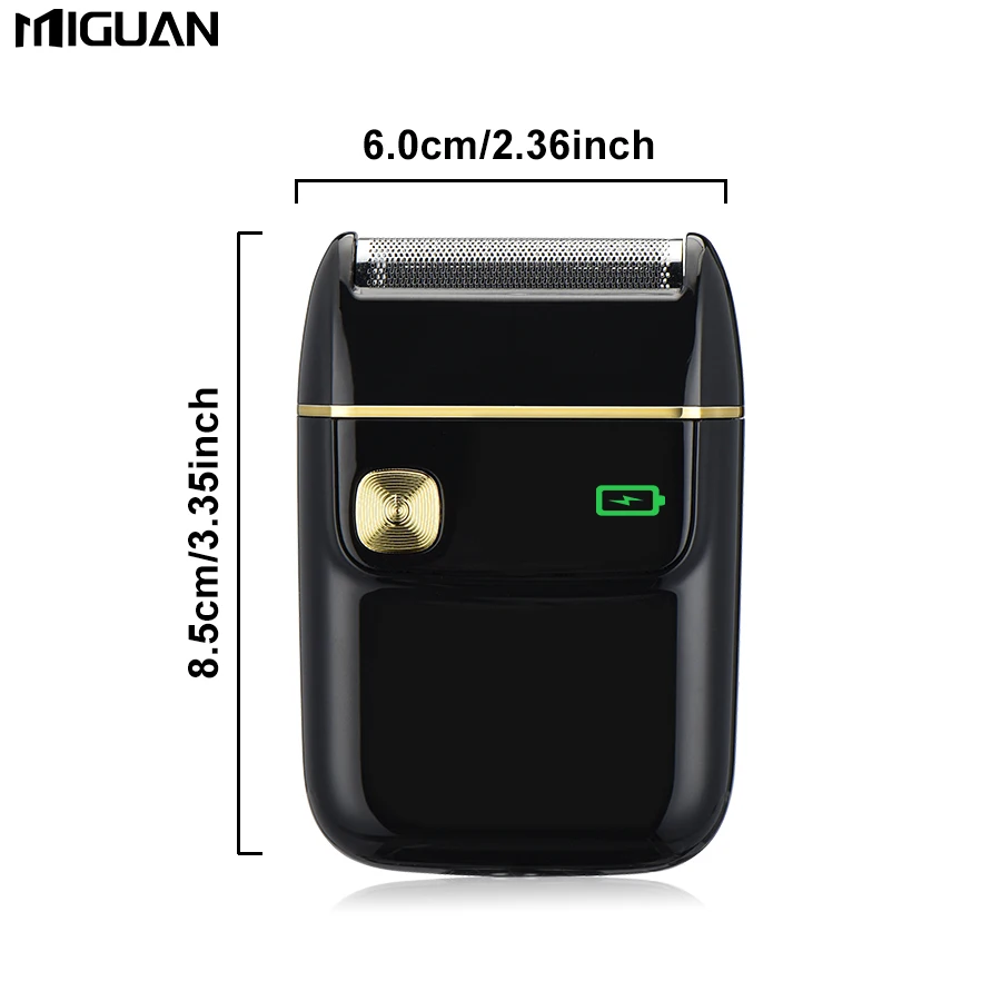 ماكينة حلاقة كهربائية قابلة لإعادة الشحن عبر USB - ترددية، محمولة، رقائق قابلة للاستبدال، أسود - للسفر والاستخدام المنزلي، هدية للرجال