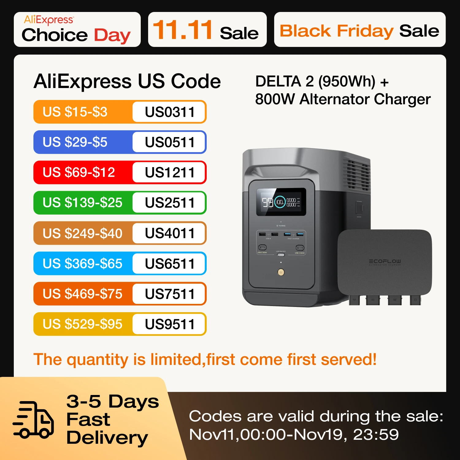 

Зарядное устройство переменного тока ECOFLOW 800 Вт с портативной электростанцией DELTA 2 950, быстрое зарядное устройство постоянного тока 3-в-1, зарядное устройство для автомобильного аккумулятора