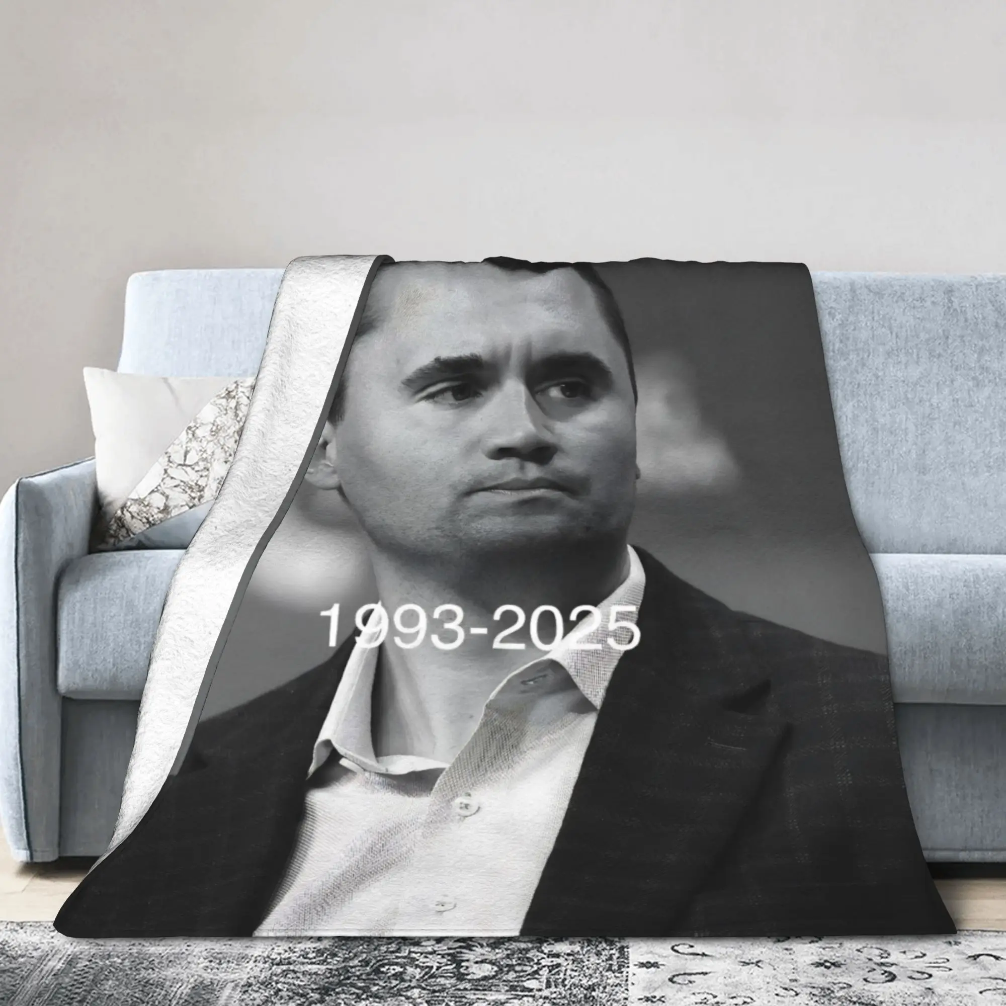 Charlie Kirk RIP 1993-2025 Commemorative Comic Strip Blanket Travel Flannel Throw Blanket For Couch Bed Super Soft Bedspread