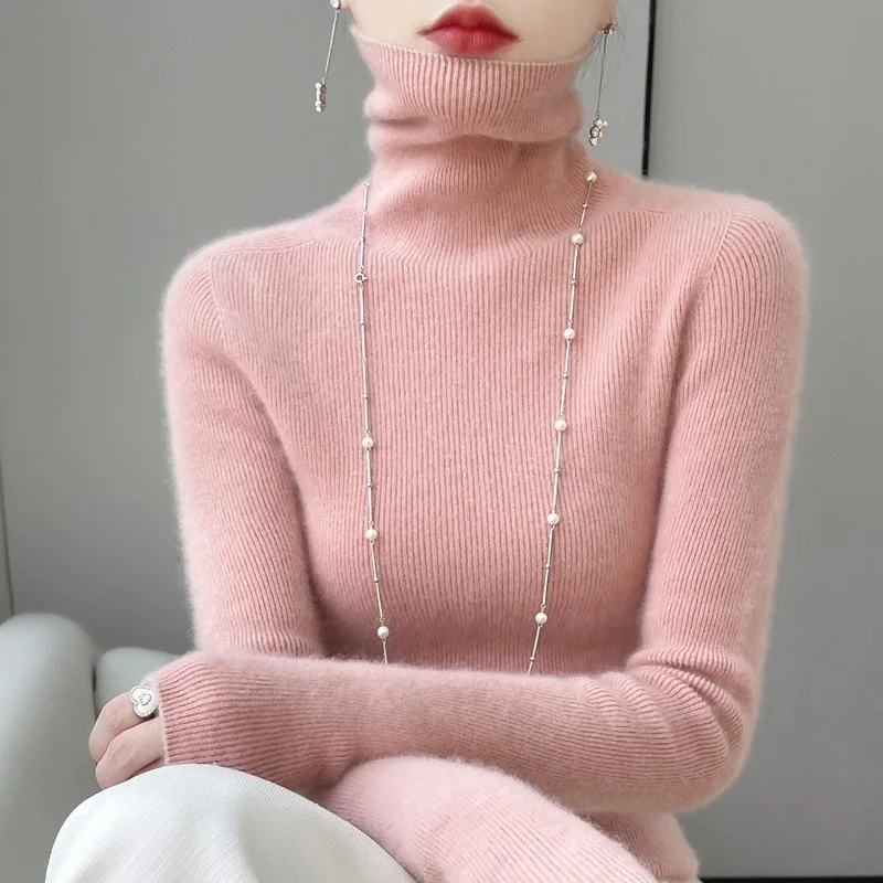 

Women's High Ne Knitwear Soft Cozy Base irt Slim Fit Autumn Winter New Sle Modern Loose pe Long Sve Color