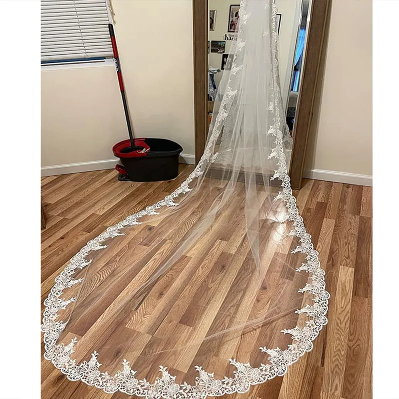 Elegant 3 Meters Long Wedding Veil for Bride One Layer Marriage Wedding Veils for Women Accessories