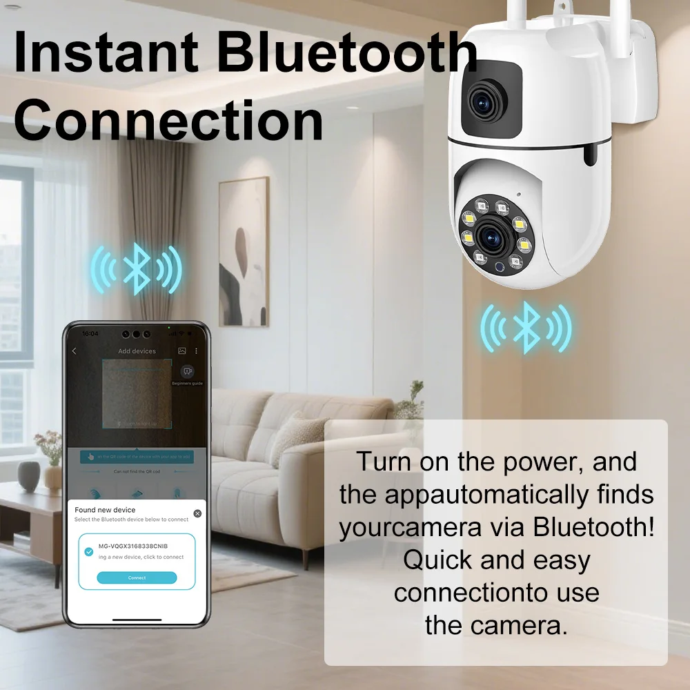 8MP Wifi Surveillance CCTV IP Camera Home 4K Dual Lens Dual Outdoor Screen Human Security Protection Webcam Video Surveillance