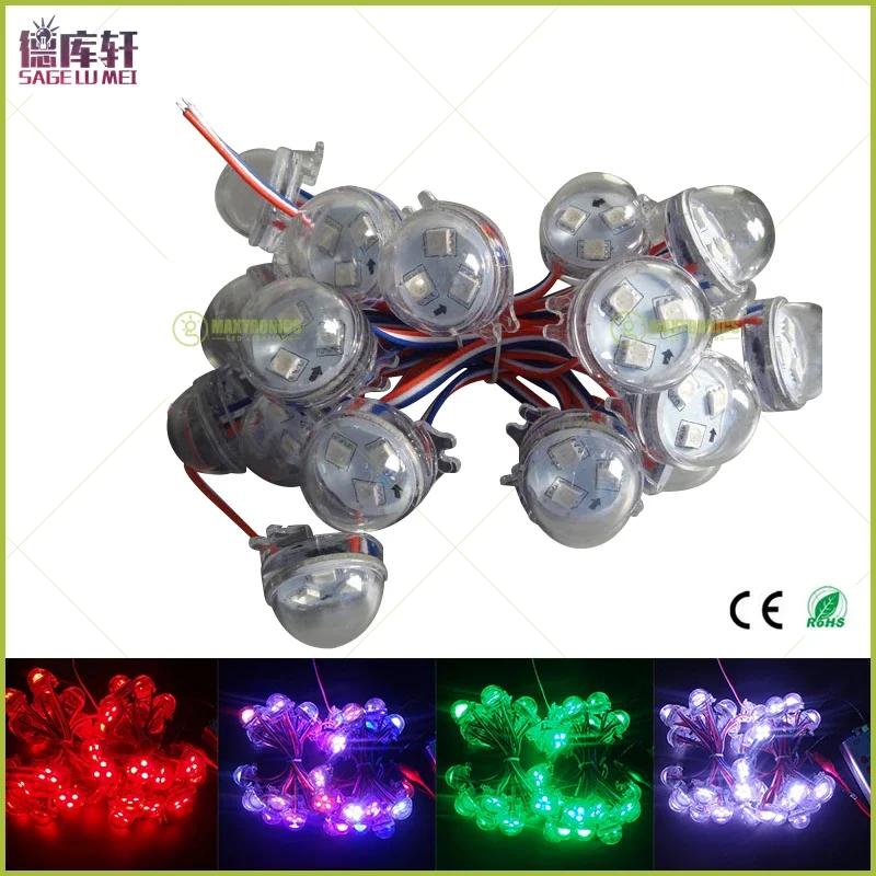 20pcs DC12V WS2811 IC 30mm Diameter transparent cover shell 3led 5050 RGB led Pixel Module Full Color led Point waterproof IP68