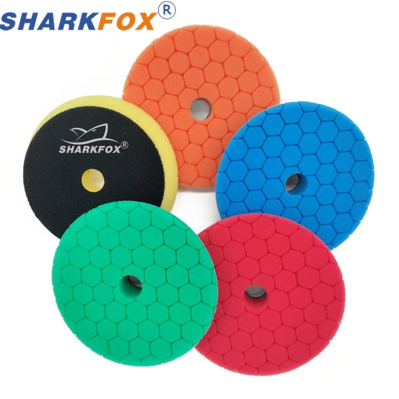 Sharkfox 3/5/6inch Car Polishing Disc Buffing Polishing Pads Self-Adhesive Buffing Waxing Germany Foam Polishing Pad For DA/RO