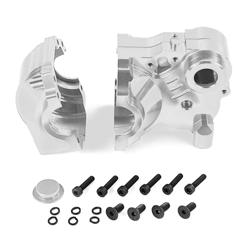 CNC Metal Three Sections Fission Diff Gear Box Set Fit for 1/5 HPI ROFUN BAHA ROVAN KM BAJA 5B 5T 5SC Toys Parts,Silver