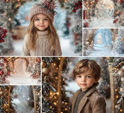 Mehofond Photography Background Winter Wonderland Christmas Blurred Snowy Xmas Kids Family Portrait Decor Backdrop Photo Studio
