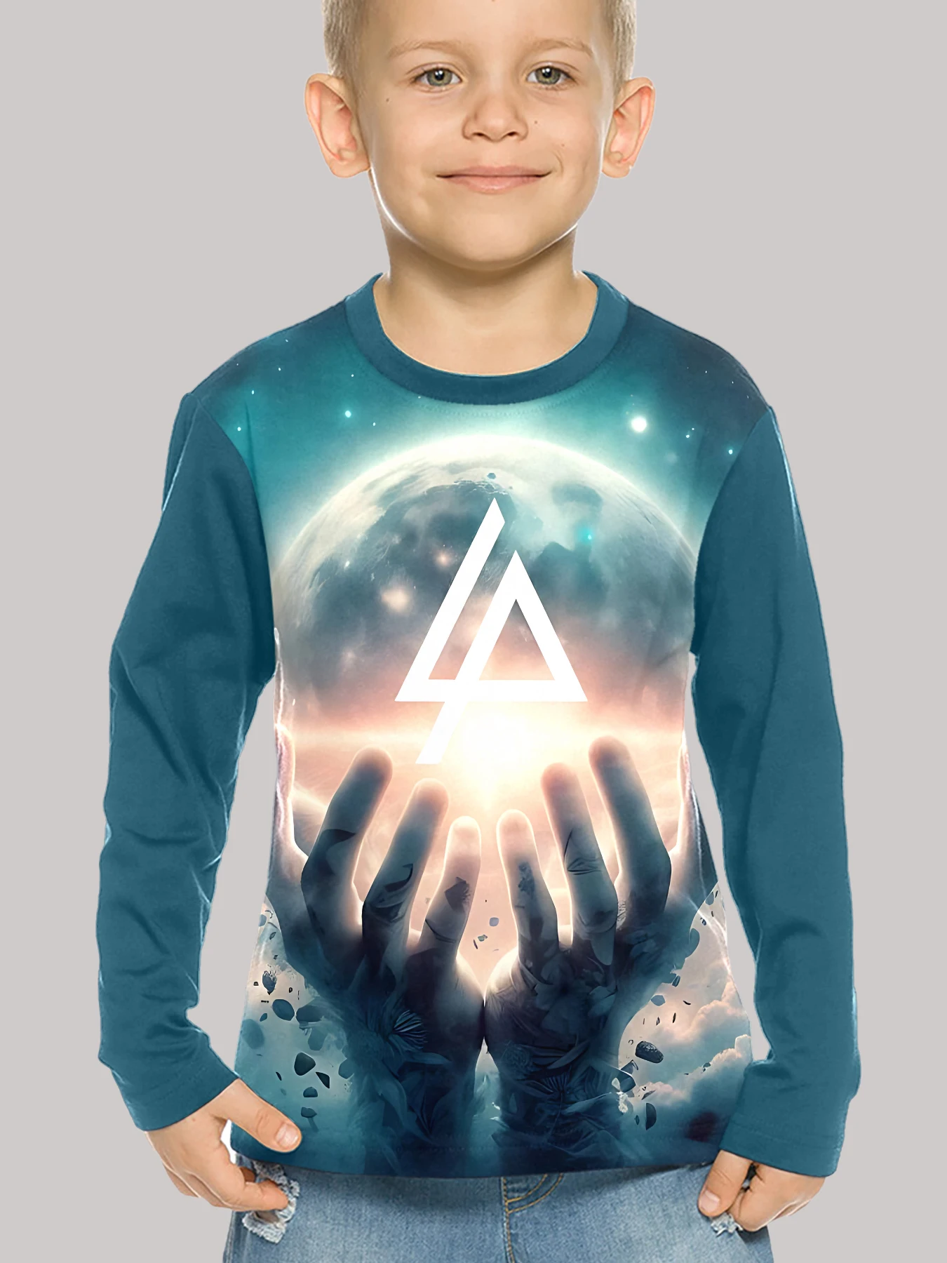 ثلاثية الأبعاد طباعة الأطفال العالم روك باند لينكين P-Park تي شيرت طويل الأكمام ربيع الخريف الملابس عادية مستديرة الرقبة الفتيان والفتيات بلايز