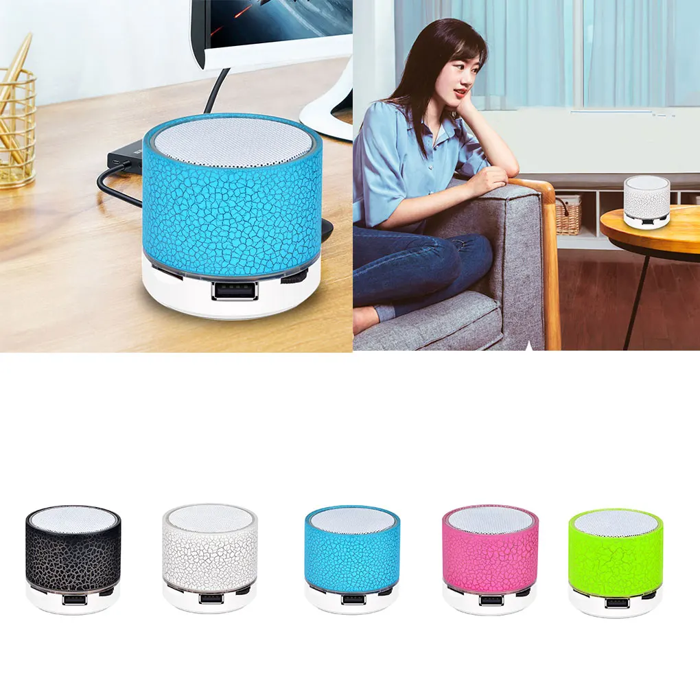 2022 Mini Portable Bluetooth Speaker Colorful LED Light USB Cylindrical MP3 Wireless Audio Subwoofer Rechargeable For Phone