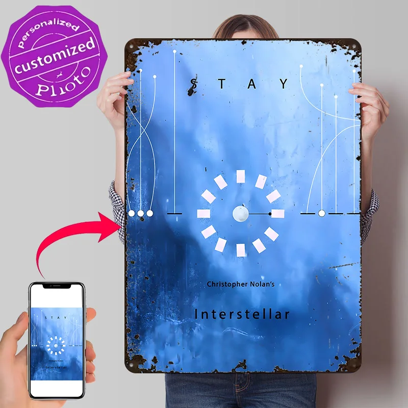 Interstellar Minimalist - Stay 3D Texture Printed Poster Custom Vintage Metal Tin Plate Sign for Wall Art Garage Accessories