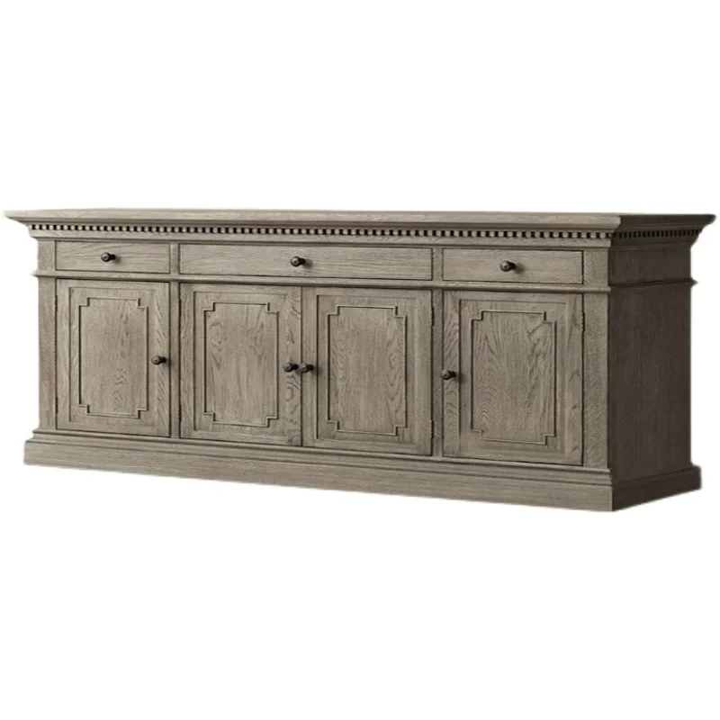 

ls 42 Retro old log TV cabinet, high-end bedroom, small apartment, American country solid wood complete storage