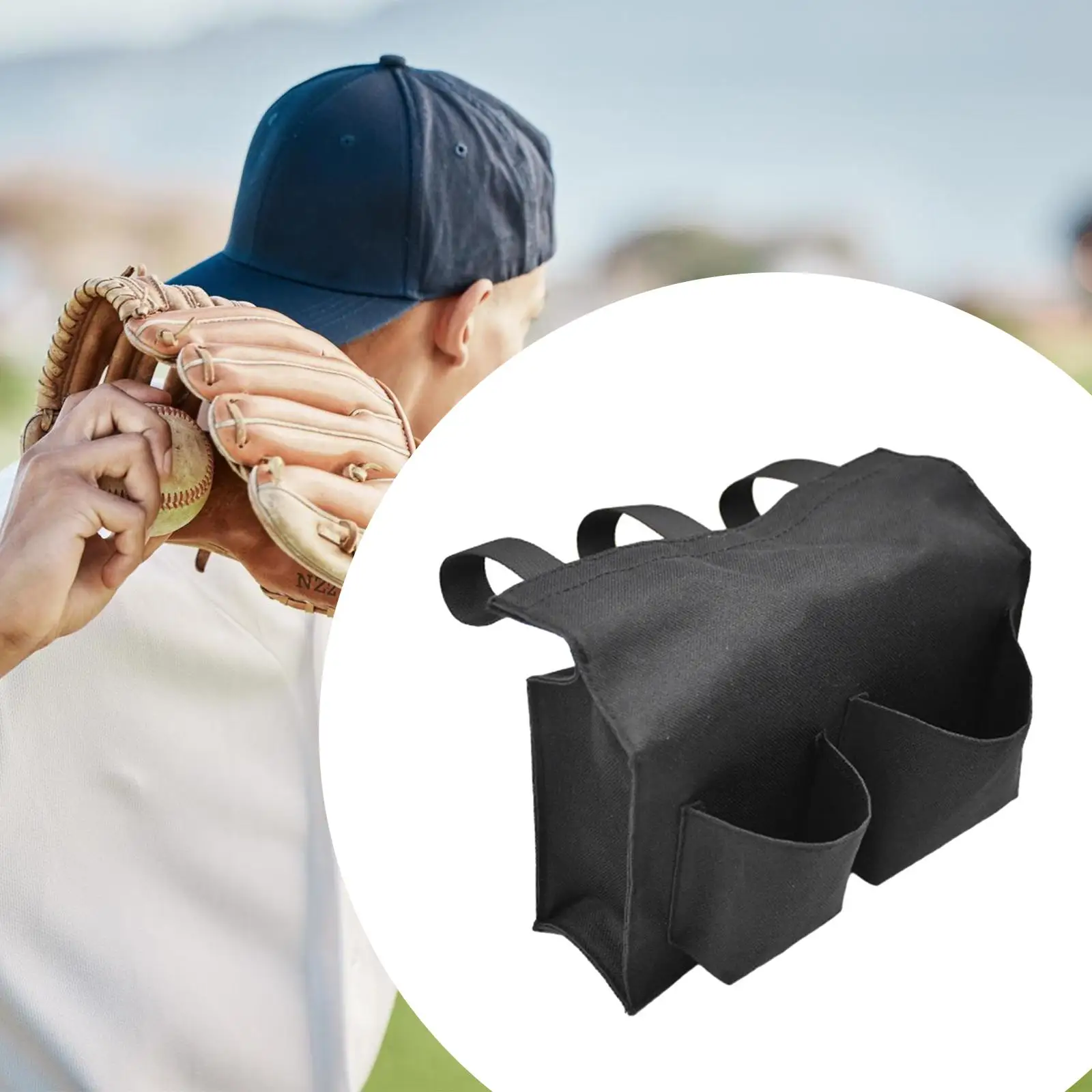 Extra Large Capacity Umpire Ball Pouch Oxford Fabric Black Referee Equipment Accessories Baseball Softball Bag with Fixing