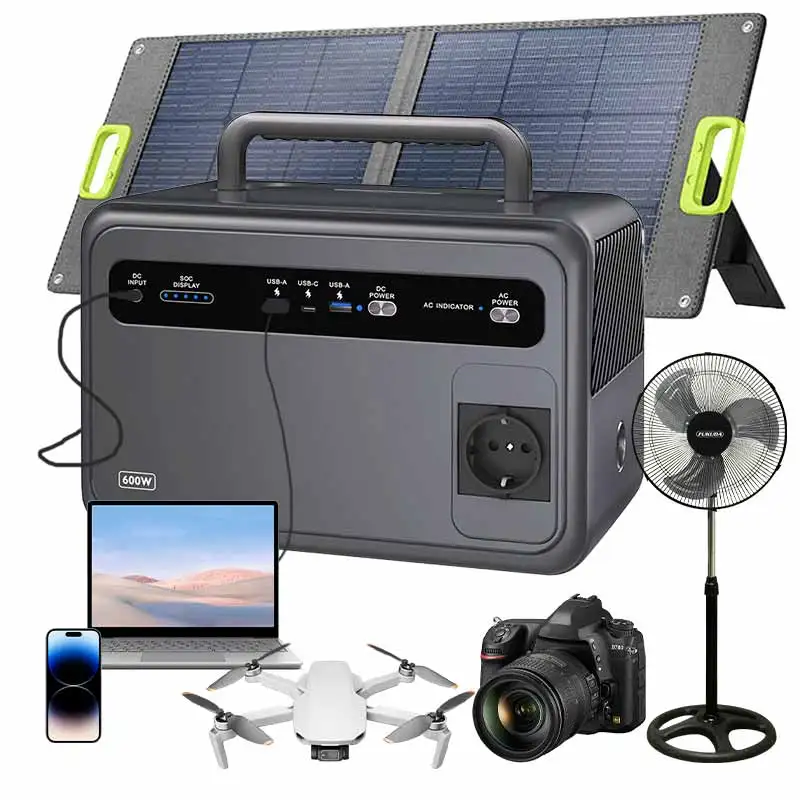 

600w Portable Battery Power Station With Solar Panels Portable Power Generator