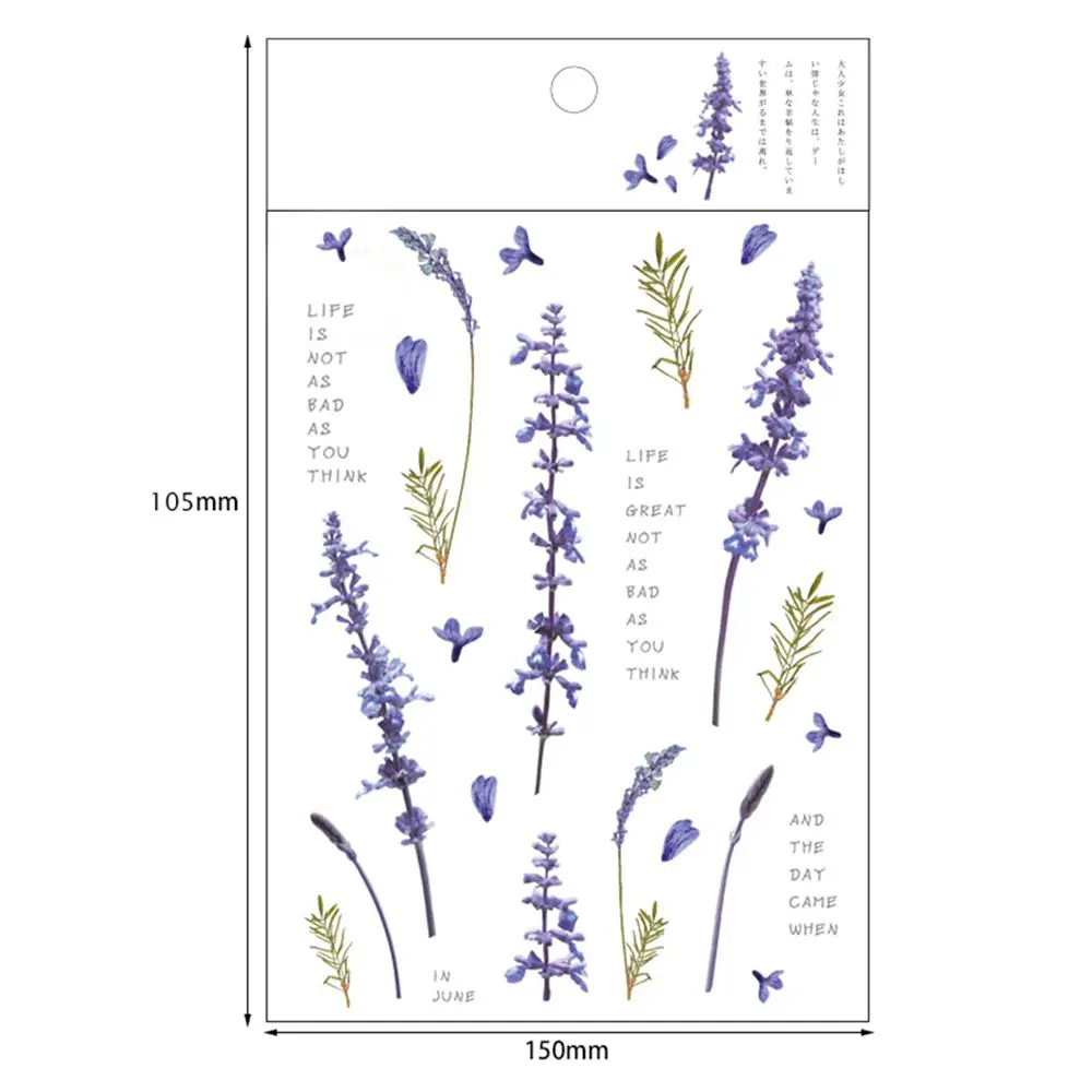 Flowers Leaves Sticker Iris Flower Natural Plants Daisy Deco Sticker Clover Handbook Sticker Daisy Sticker Transparent  Sticker