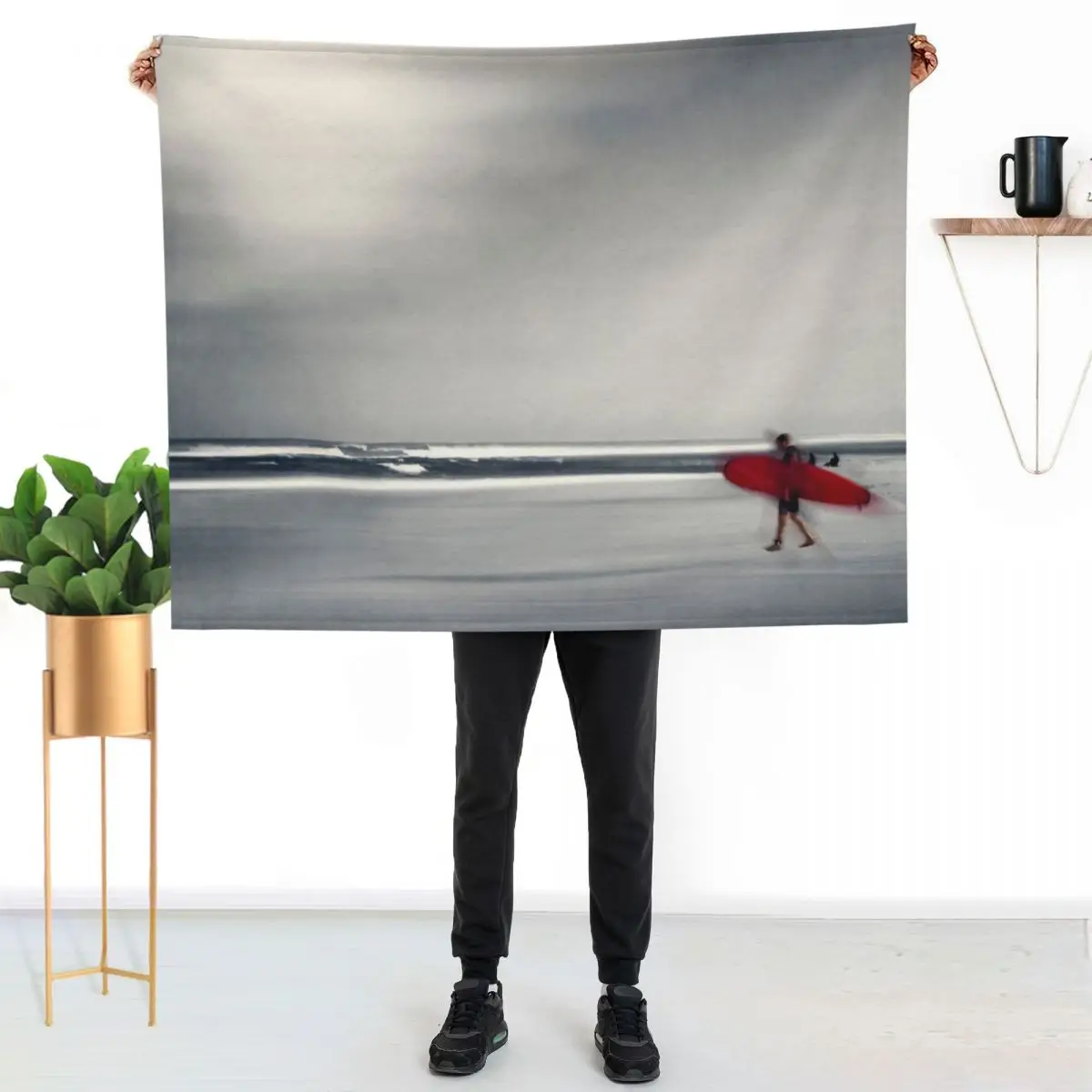 red surfboard 16 Throw Blanket Large Sofa Quilt Retros Heavy Picnic Flannel Blankets