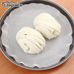 6 Sizes White Silicone Steamer Non-Stick Pad Round Dumplings Mat Steamed Buns Baking Pastry Dim Sum Mesh Cooking Case