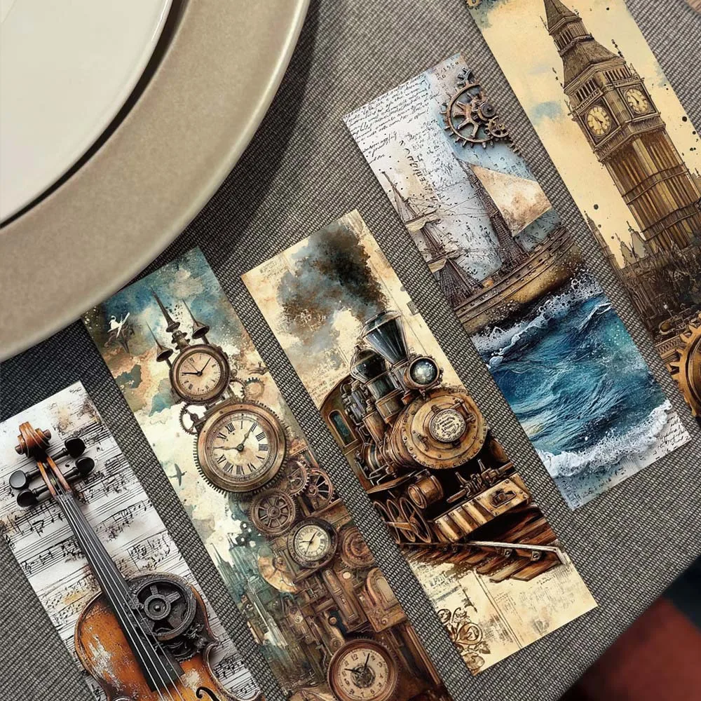 30PCS Retro Steampunk Machinery Reading Graduation Student Graffiti Stationery Page Bookmarks Stationery Supplies