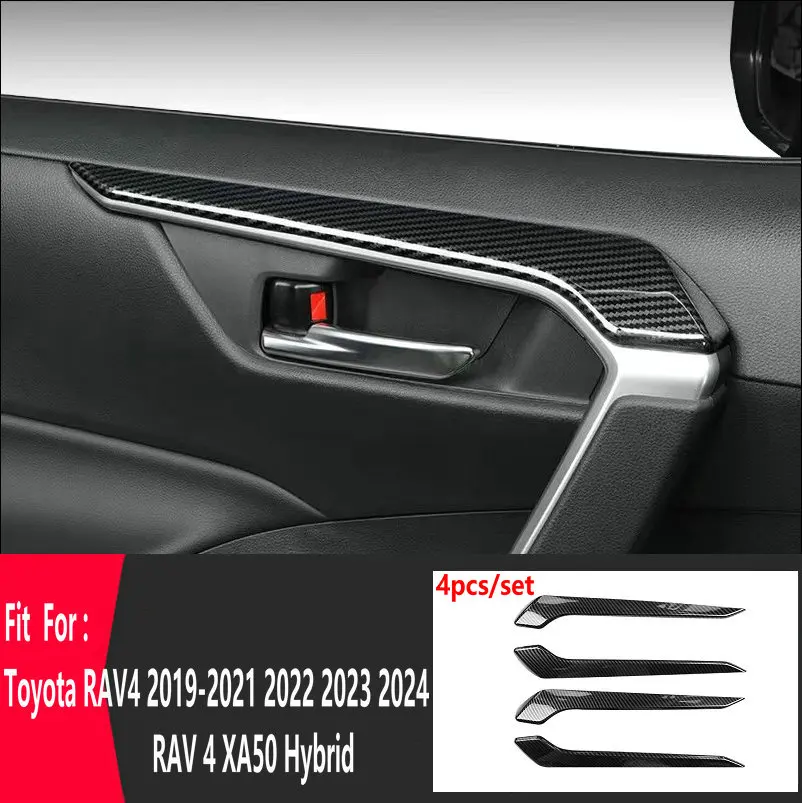 

For Toyota RAV4 XA50 2019-2011 2022 2023 2024 RAV4 Hybrid ABS Carbon Fiber Style Car Door Armrest Frame Strip Decoration Cover