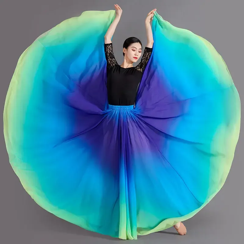 Chinese style Classical dance Swing skirt Half of one's body practice Dance skirt long gauze skirt 720 degrees in costume