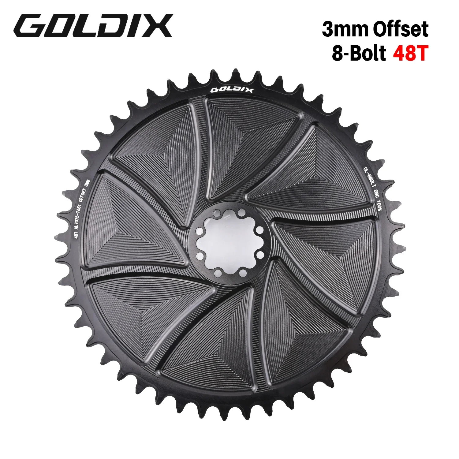 GOLDIX 8-Loch-Direct-Mount-AERO-Fahrradkettenblatt, schmal-breit, CNC-gefrästes Aluminium-Kettenrad für Rennrad- und MTB-Kurbelgarnituren