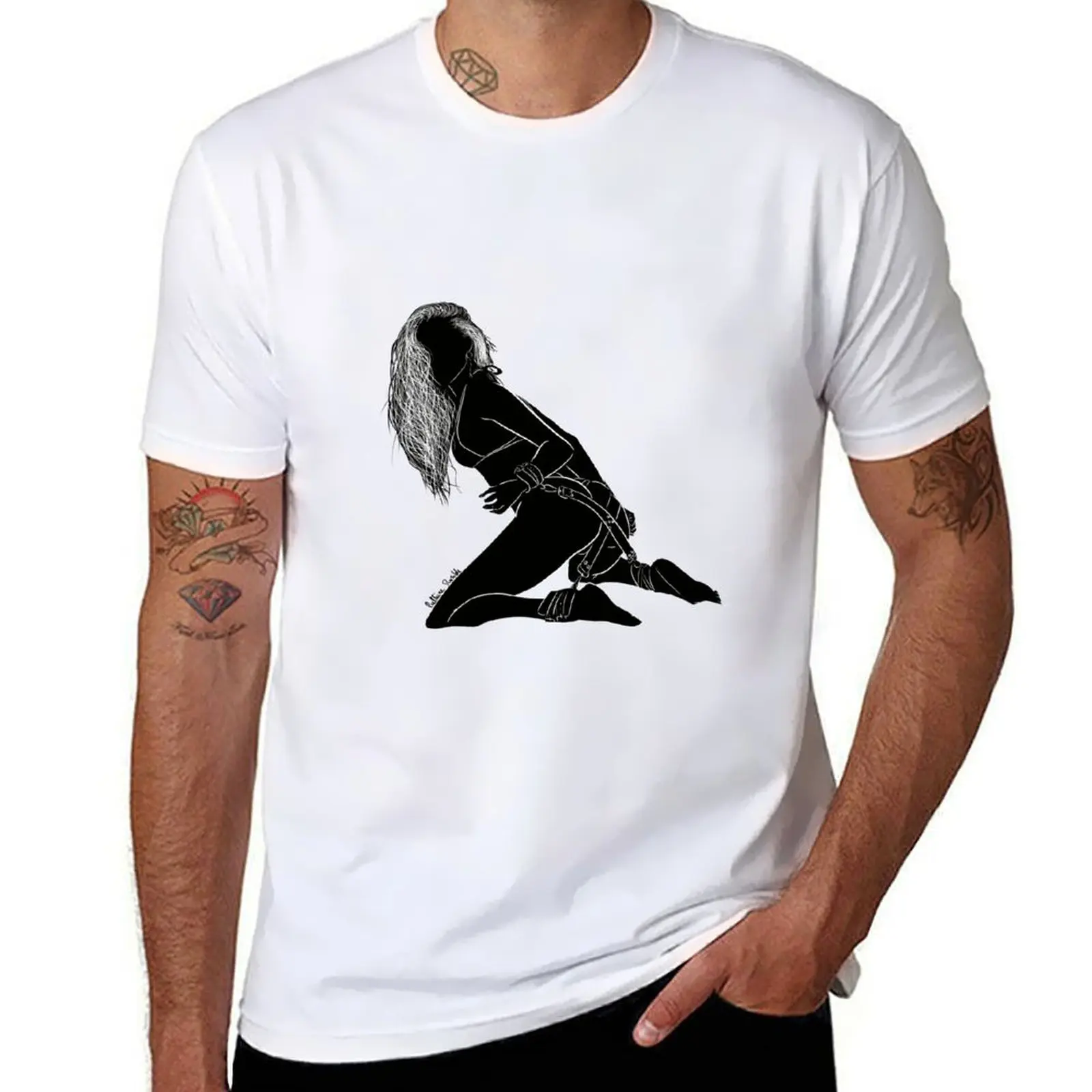 

Sexy submissive woman in leather harness T-Shirt t shirts with prints t shirts for man graphic vintage T-Shirt