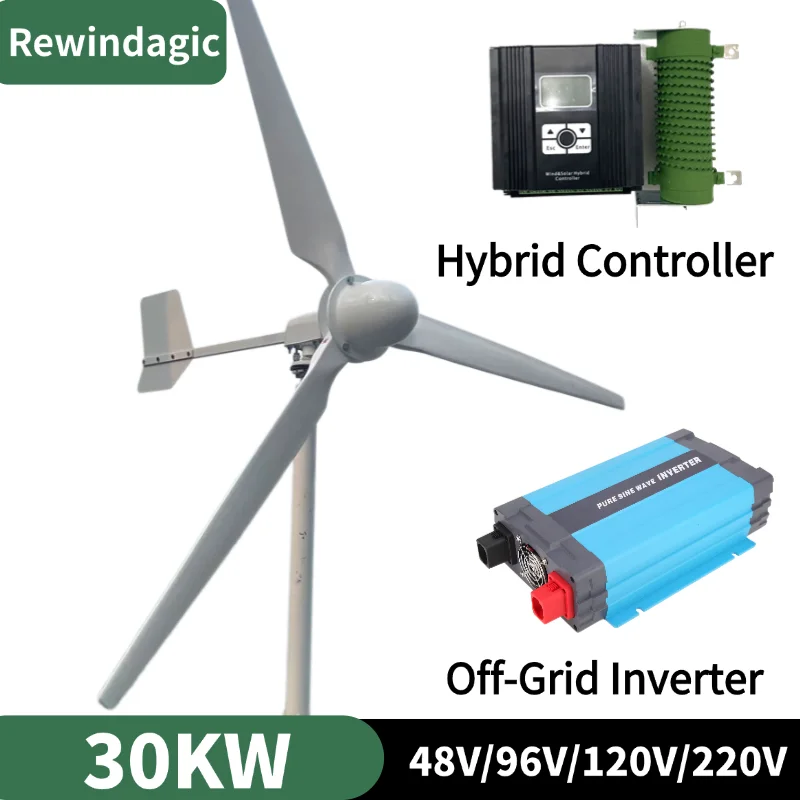 New Energy Wind Generator 30000W 50000W Turbine MPPT Controller 48V 96v 110v 220v 380v Low Noise Medium Windmill Household Small