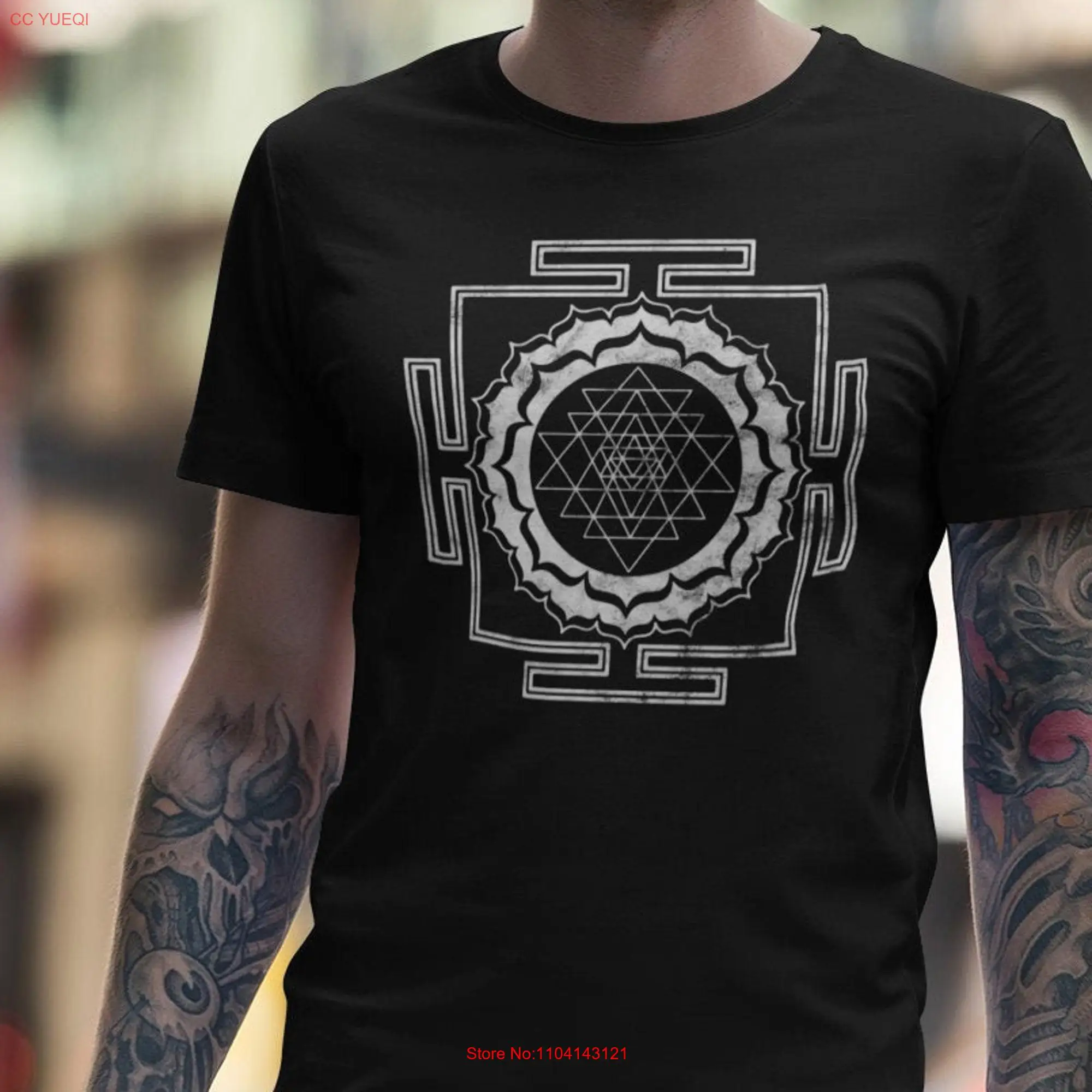 Sri Yantra T Shirt Sacred Geometry for Men Psychedelic Meditation Art long or short sleeves