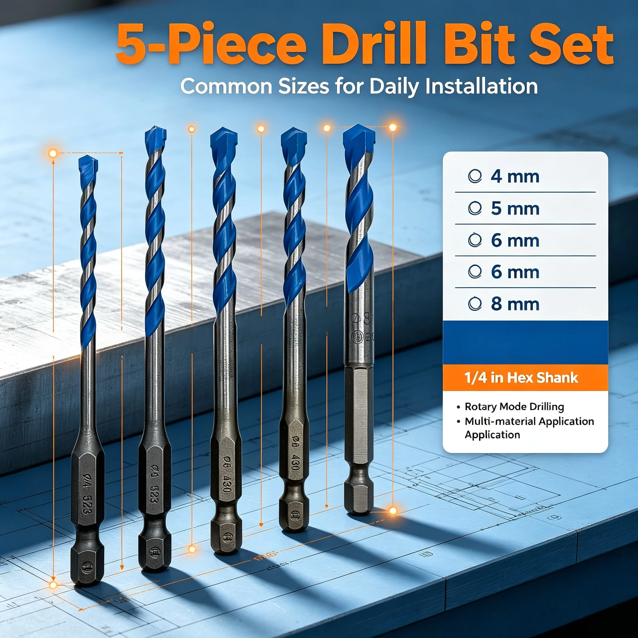 BOSCH 2608902289 EXPERT HEX-9 Multi Construcion Drill Bit Set Hexagon Shank High Precision Drilling Widely Used Tool Attachments
