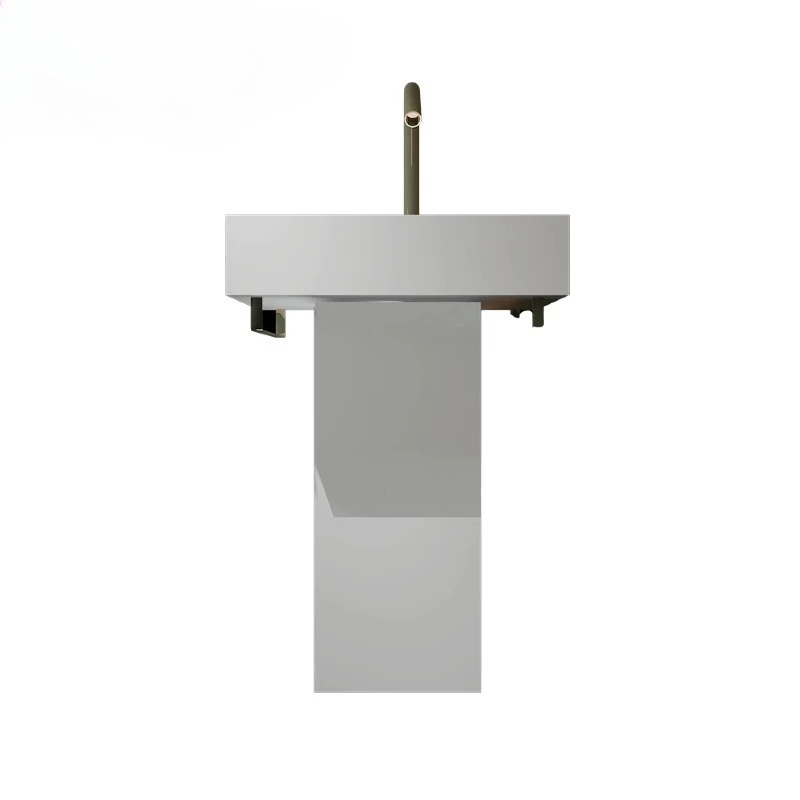Modern luxury artificial stone freestanding wash basin square solid surface base basin drain