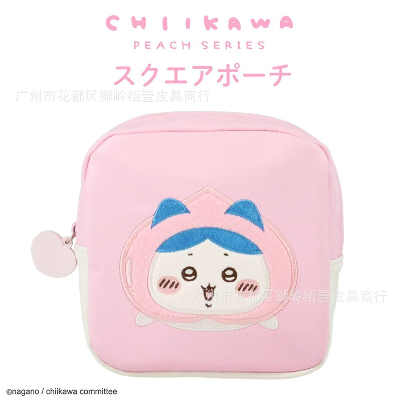 

Милый набор квадратных косметичек серии Chiikawa Peach: плюшевые косметички Hachiware и Usagi с вышивкой, органайзер для макияжа, подарок для девочек