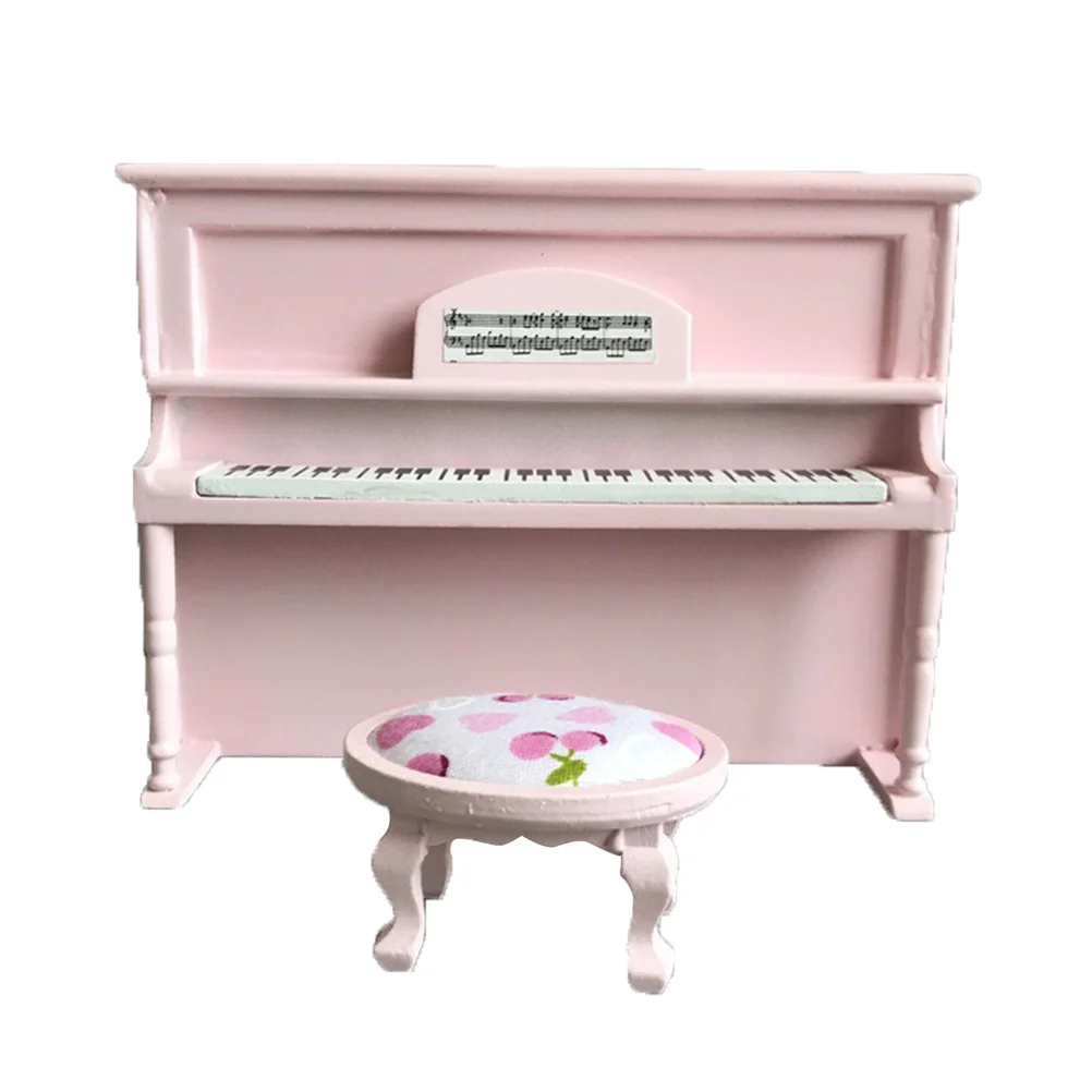 Piano Mini Furniture Miniature House Accessory Delicate with Chair Bamboo Child