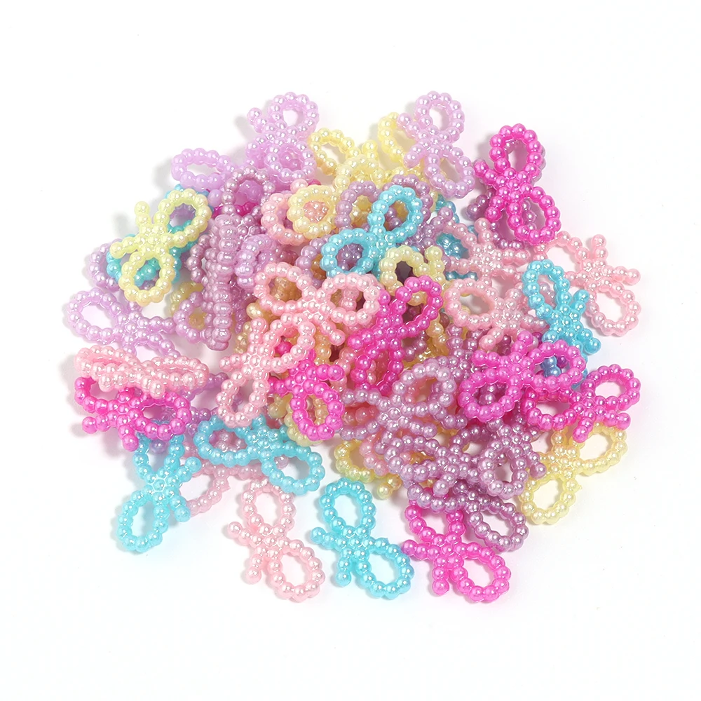 100-100 stücke Farbverlauf Farbe abs Imitation Perle Kreis/Bogen Ende Perlen Charme für DIY Schmuck Herstellung Halskette Armbänder Zubehör – Detail 7
