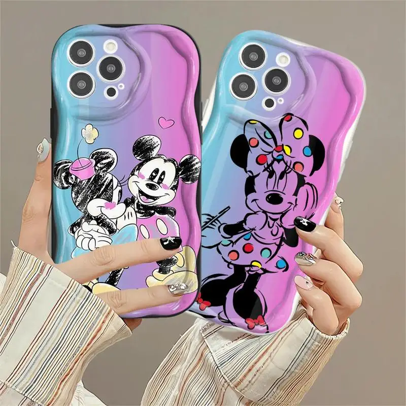 Disney Mickey Minnie Mouse Phone Case for iPhone 14 Plus 11 Pro 15ProMax 8 7 XS Max 13 Mini 12 Pro SE XR Square Liquid Cover