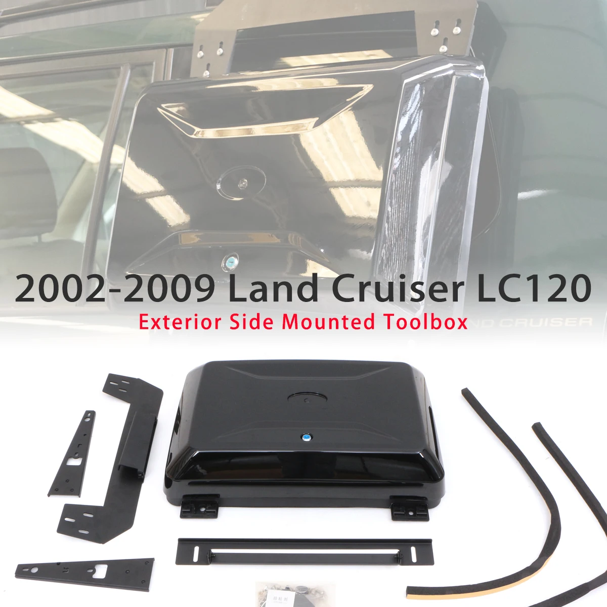 Exterior Side Mounted Gear Carrier Toolbox Storage Box with Lock For 2002-2009 Land Cruiser LC120 LC150
