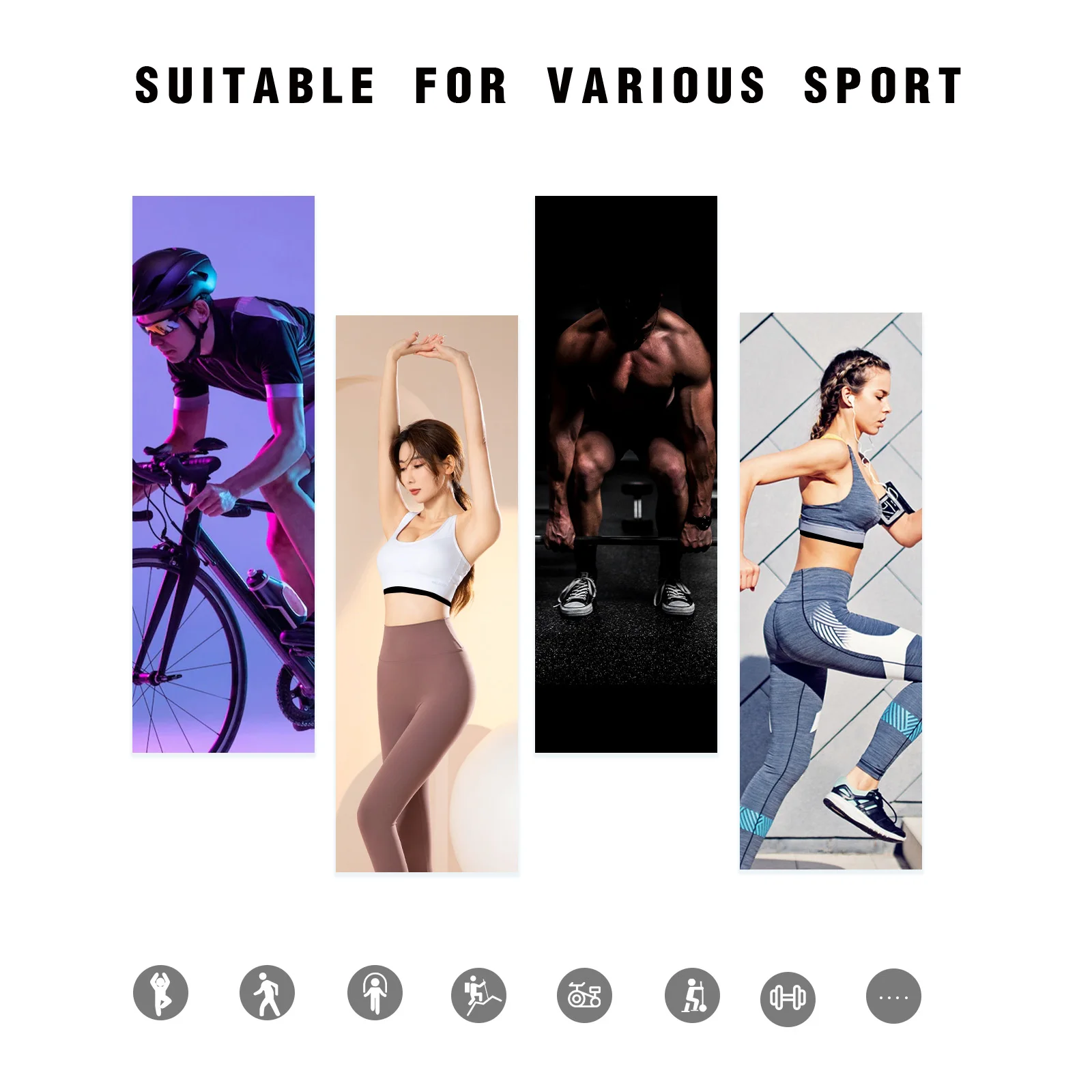 FITCENT 심박수 모니터 교체 가슴 스트랩, MYZONE MZ-Switch와 호환, 조절 가능한 부드러운 방수 벨트