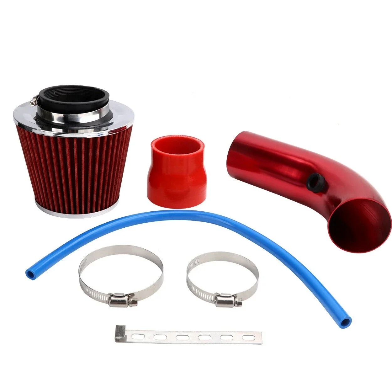Racing 76mm Aluminum Cold Air Intake Induction Pipe Kit Universal Turbo Tube With Cone Air Filter