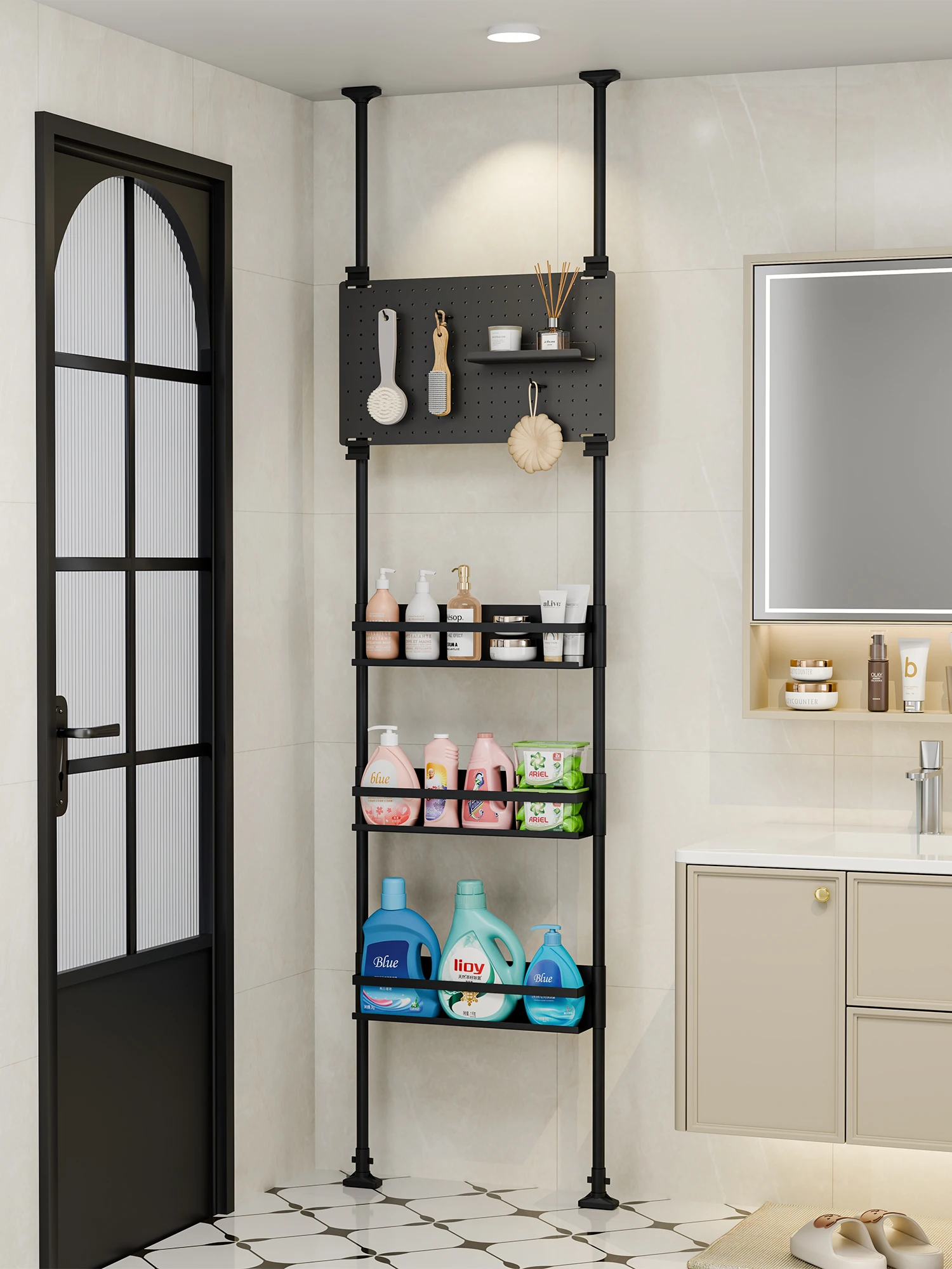Bathroom door rear shelf ultra-thin crevice Dingtiandi hole board multi-functional household toilet supplies Daquan