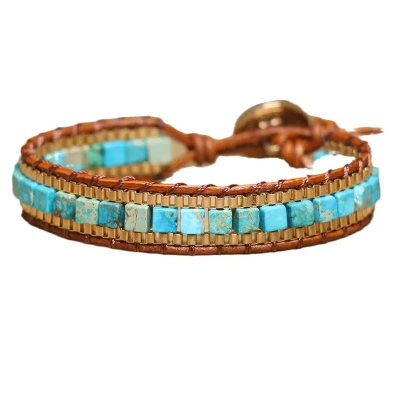 Bohemian natural stone emperor stone bracelet, hand woven exquisite bracelet,summer travel accessories,fashionable jewelry gifts