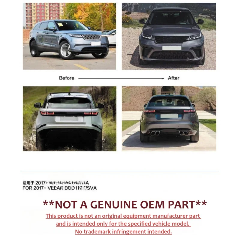 For Land Range Velar 2017 Upgrade SVA Style Full Body Kit Modification Accessories