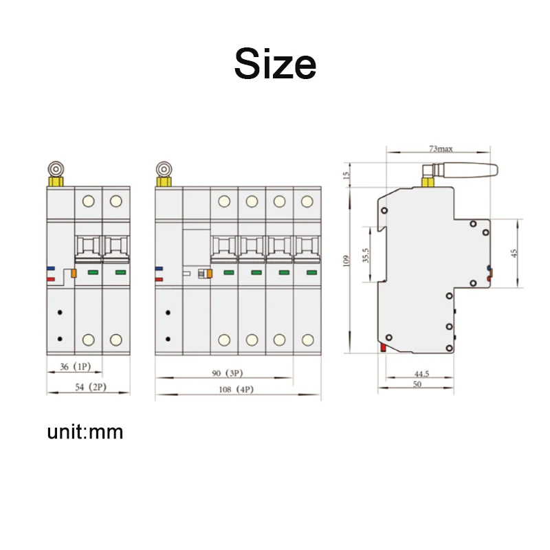 1P 2P 3P 4P Two Phase WIFI Tuya Smart Electrical Circuit Breaker,Energy Power Consumption kWh Meter Wattmeter Monitor,Din Rail