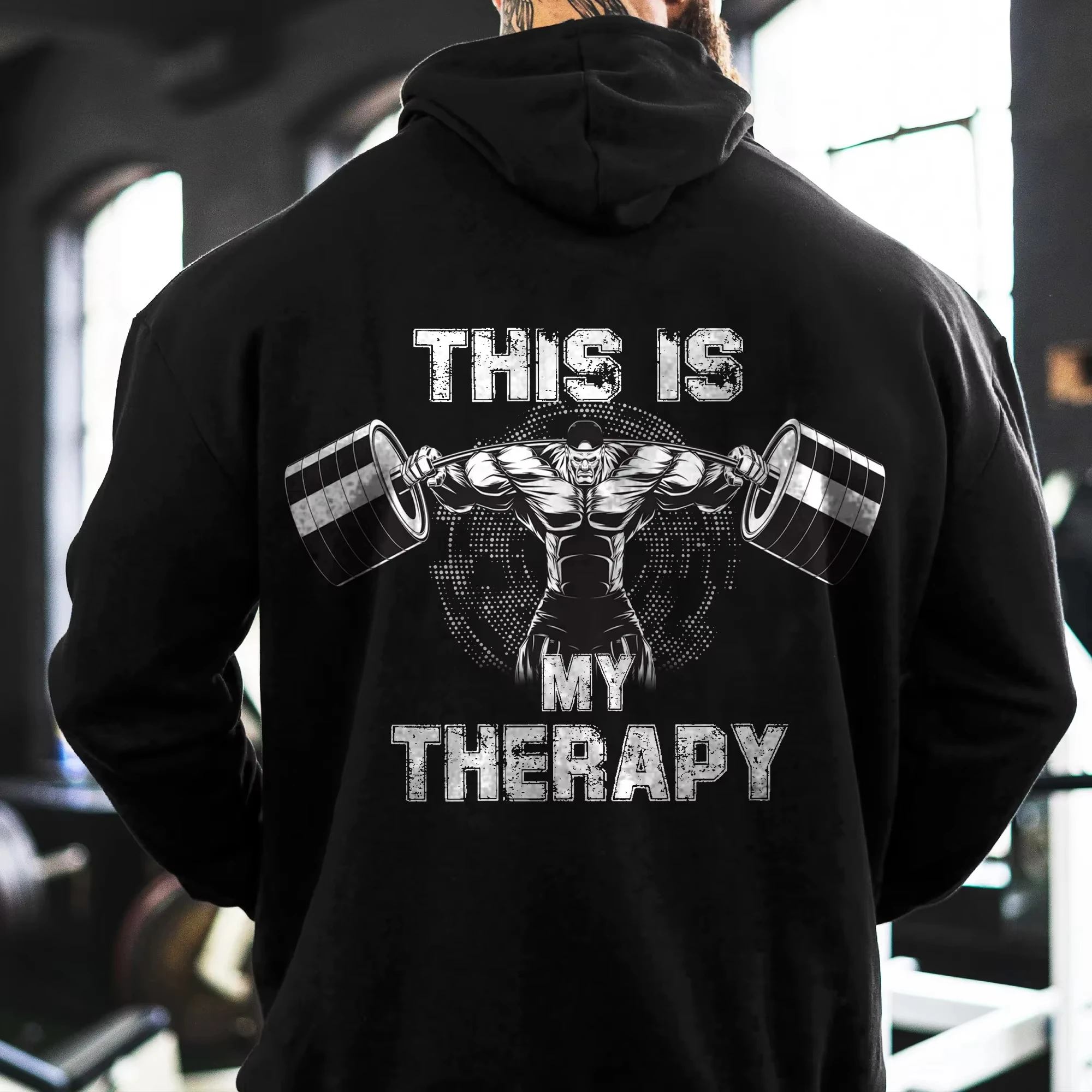 2026 Men Autumn Winter New Men's Fitness Hoodies Pattern Hooded Workout Hoodie Breathable Sweatshirts